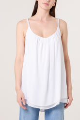 Double Hem Metallic Braid Strap Top