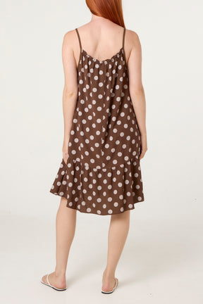 Strappy Polka Dot Tiered Midi Dress