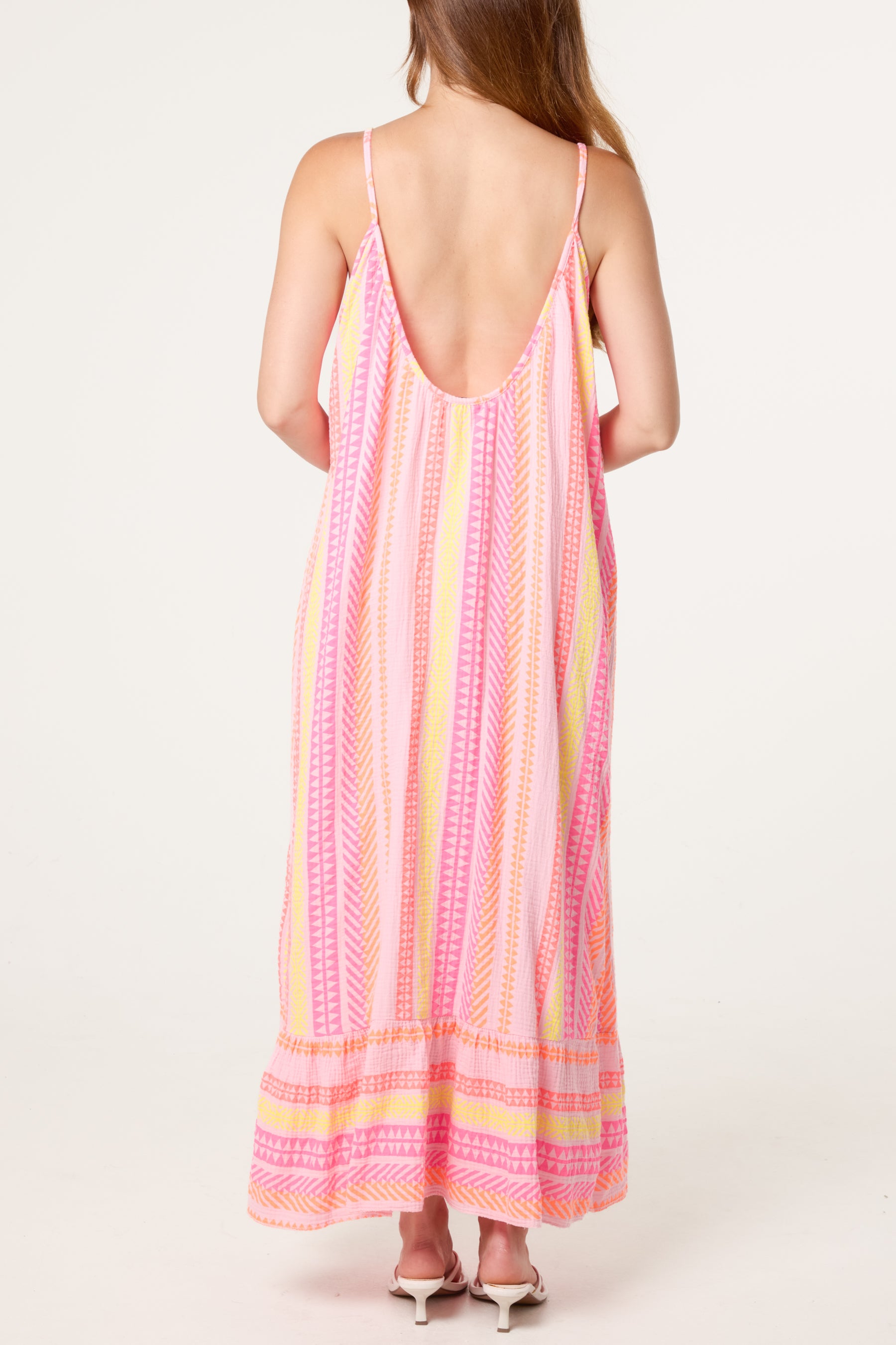 Bright Aztec Pure Cotton Sleeveless Midi Dress