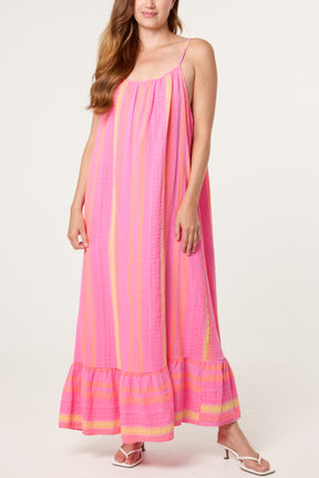 Bright Aztec Pure Cotton Sleeveless Midi Dress