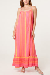 Bright Aztec Pure Cotton Sleeveless Midi Dress