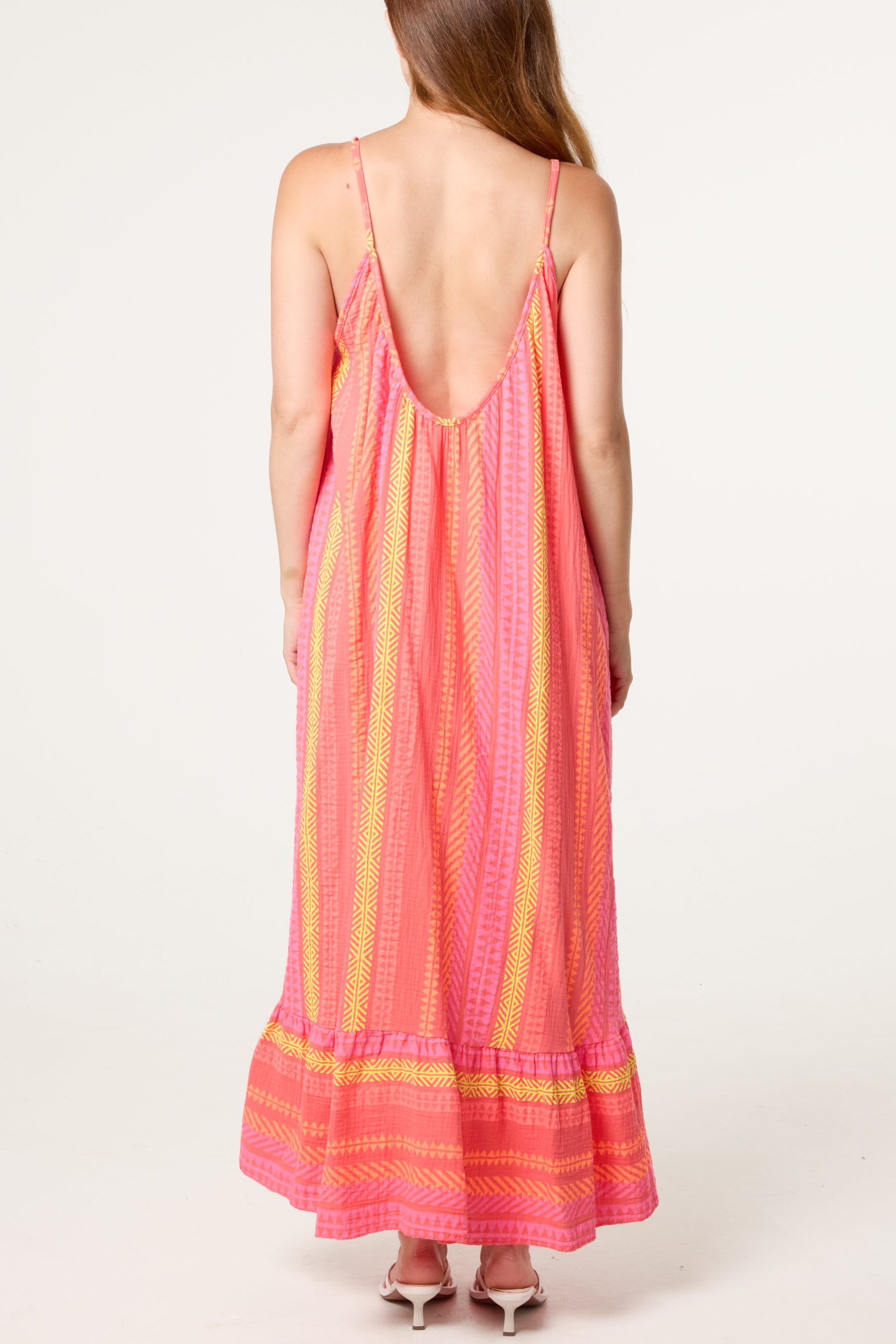 Bright Aztec Pure Cotton Sleeveless Midi Dress