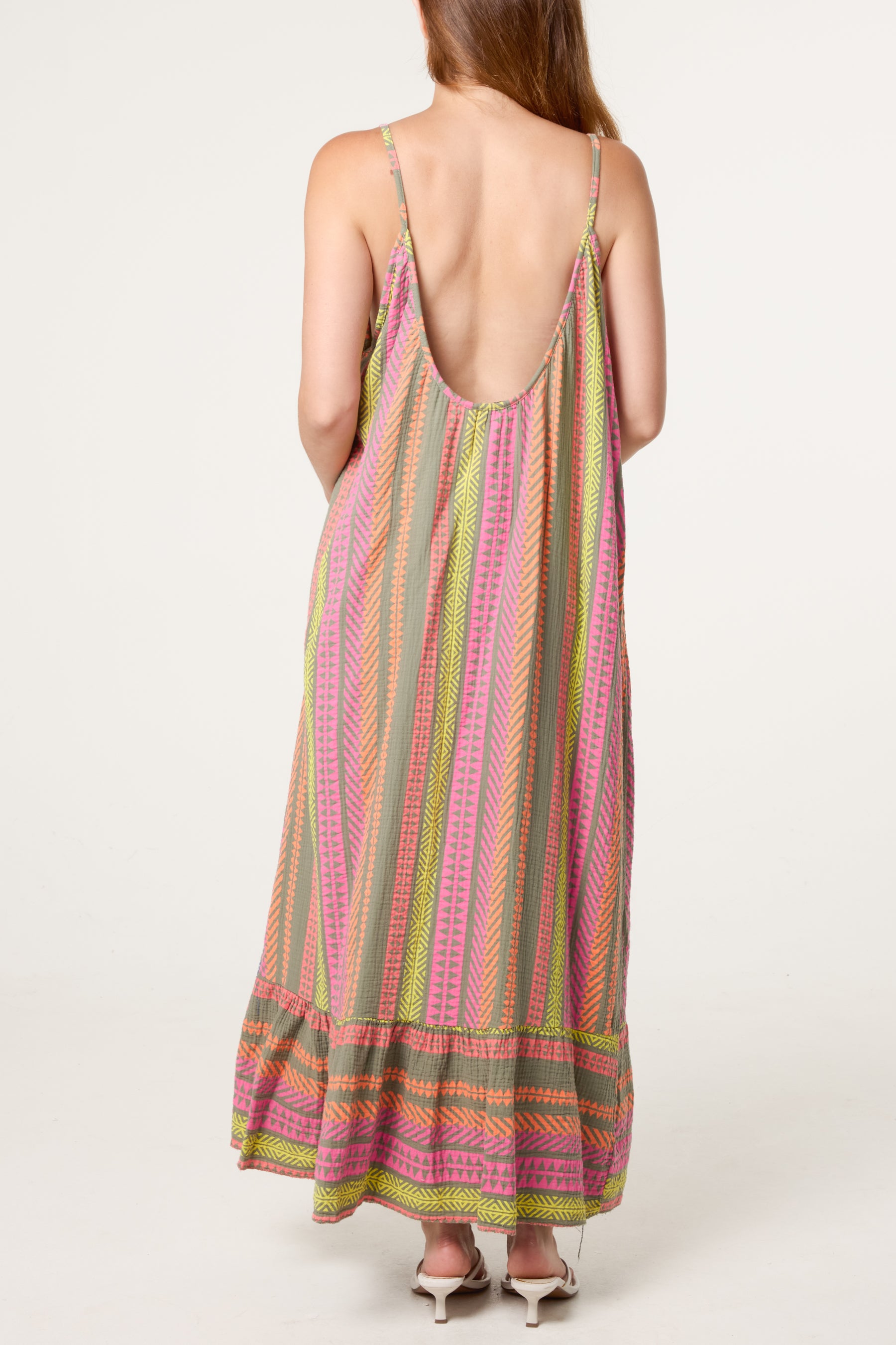 Bright Aztec Pure Cotton Sleeveless Midi Dress