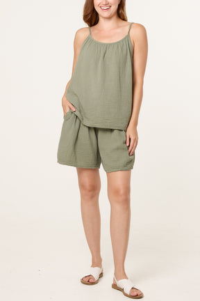 Essential Pure Cotton Strappy Top & Short Co-Ord Set