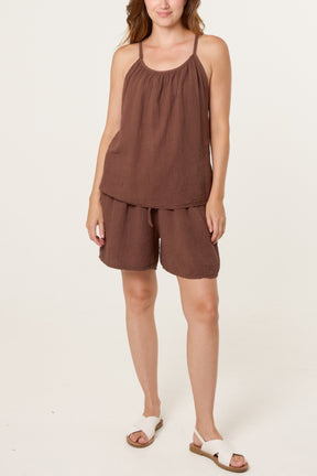 Essential Pure Cotton Strappy Top & Short Co-Ord Set