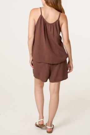 Essential Pure Cotton Strappy Top & Short Co-Ord Set