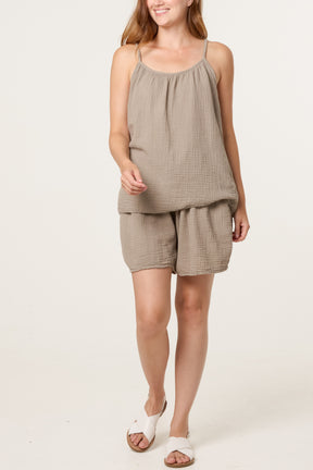Essential Pure Cotton Strappy Top & Short Co-Ord Set