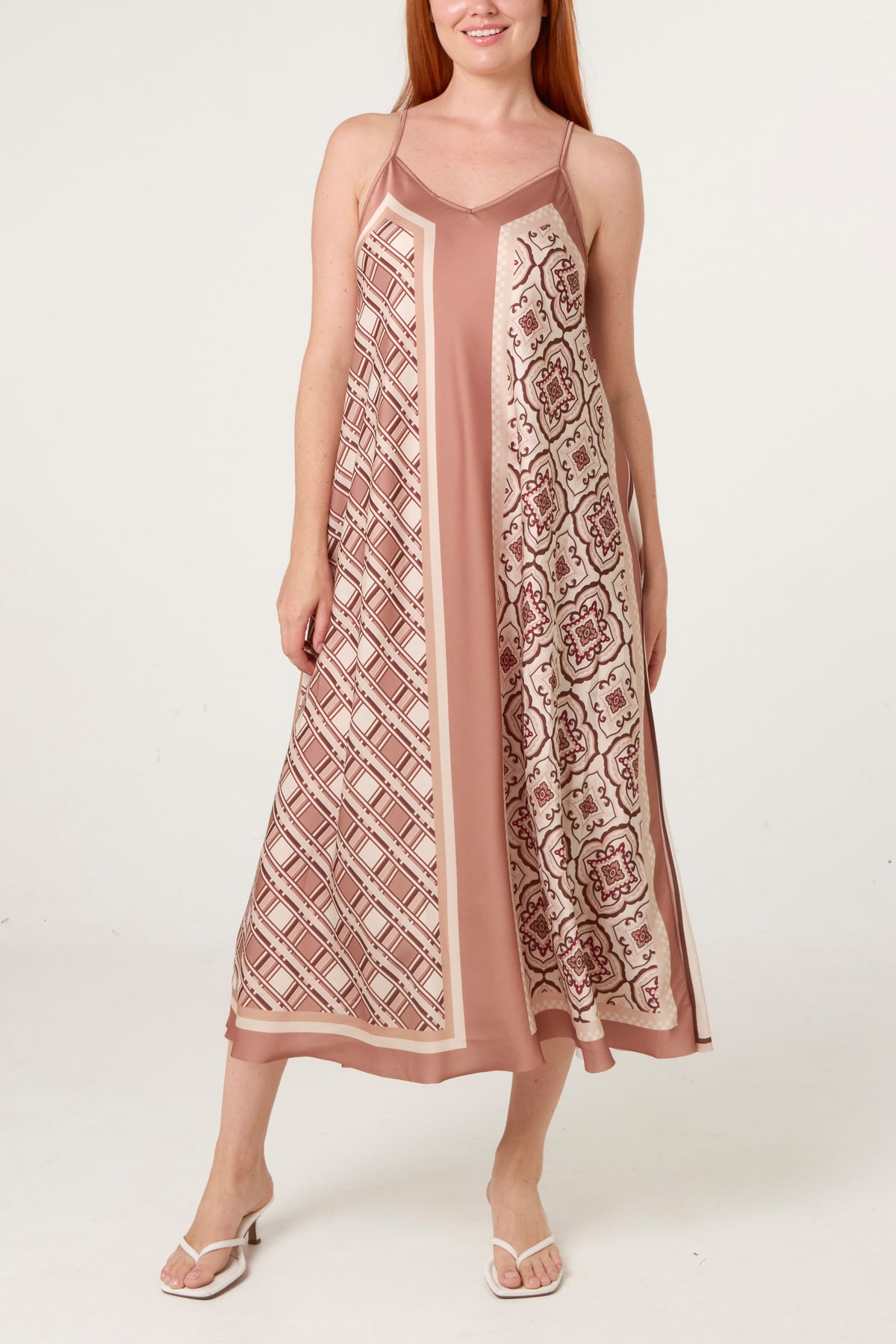 Reversible Satin Feel Sleeveless Paisley Midi Dress