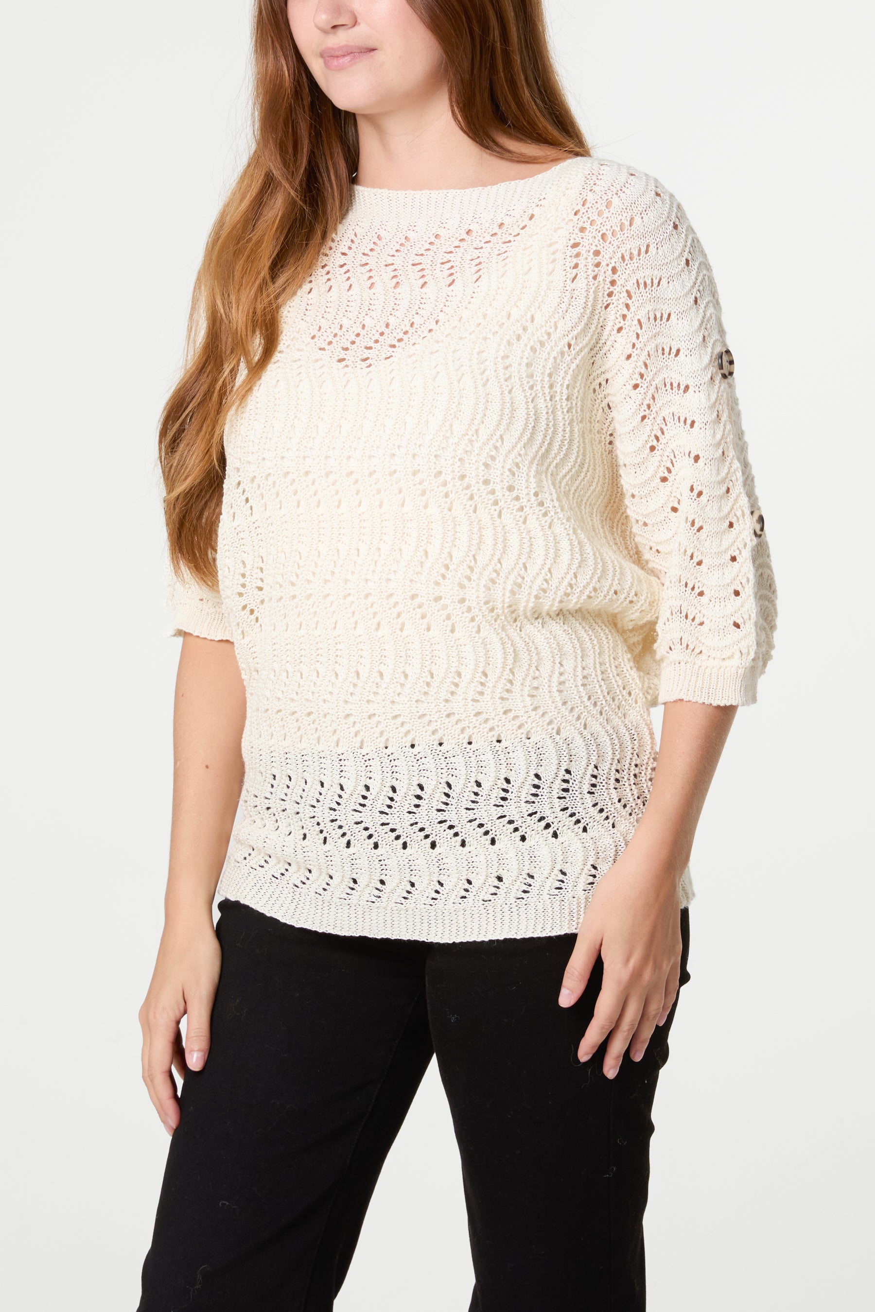Side Button Detail Knitted Top