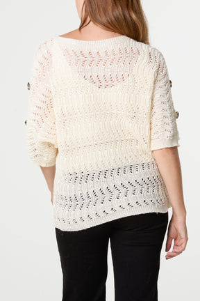 Side Button Detail Knitted Top
