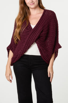 Alpaca Wool Front Twist Knit Blouse