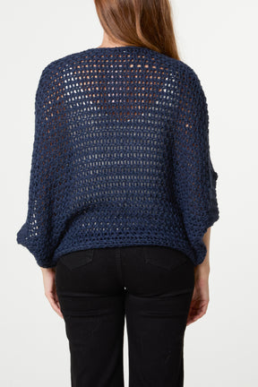 Alpaca Wool Front Twist Knit Blouse