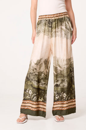 Mountain Print Border Edge Trousers
