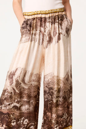 Mountain Print Border Edge Trousers