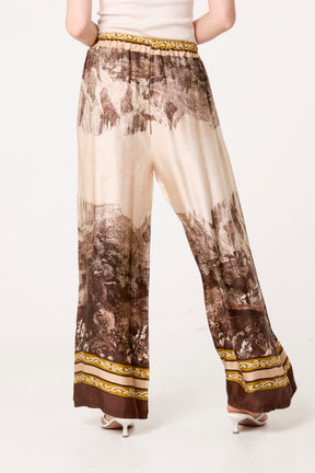 Mountain Print Border Edge Trousers