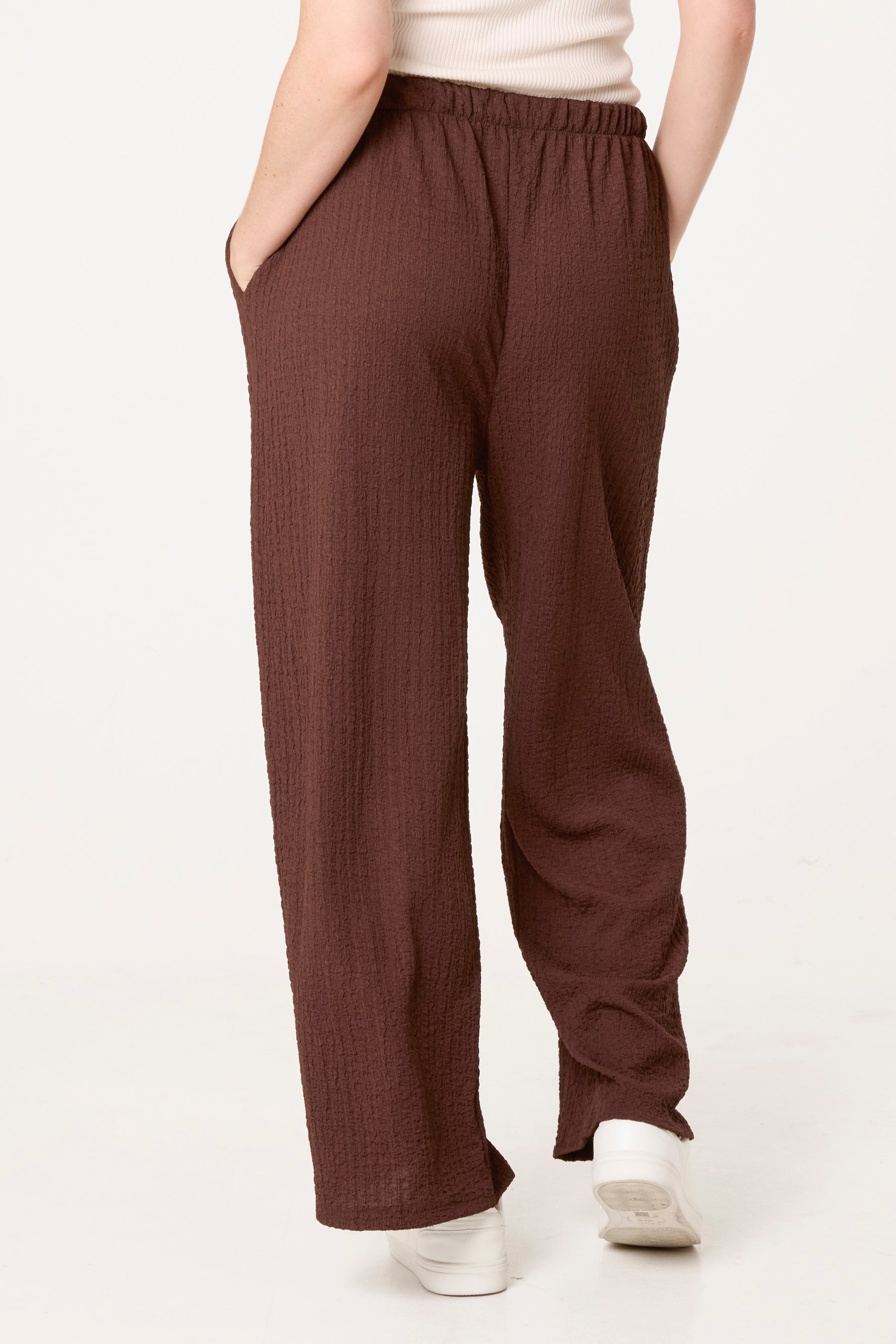 Crinkled Essential Wide Leg Trousers