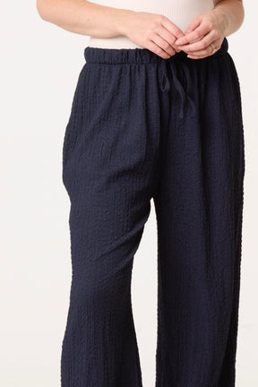 Crinkled Essential Wide Leg Trousers