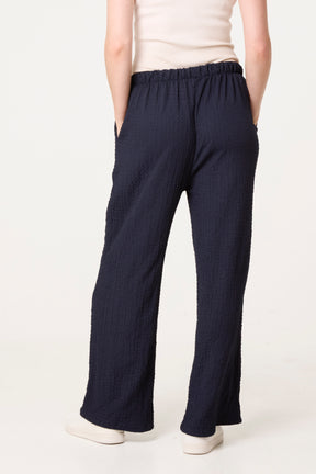 Crinkled Essential Wide Leg Trousers