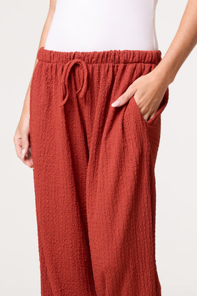 Crinkled Essential Wide Leg Trousers