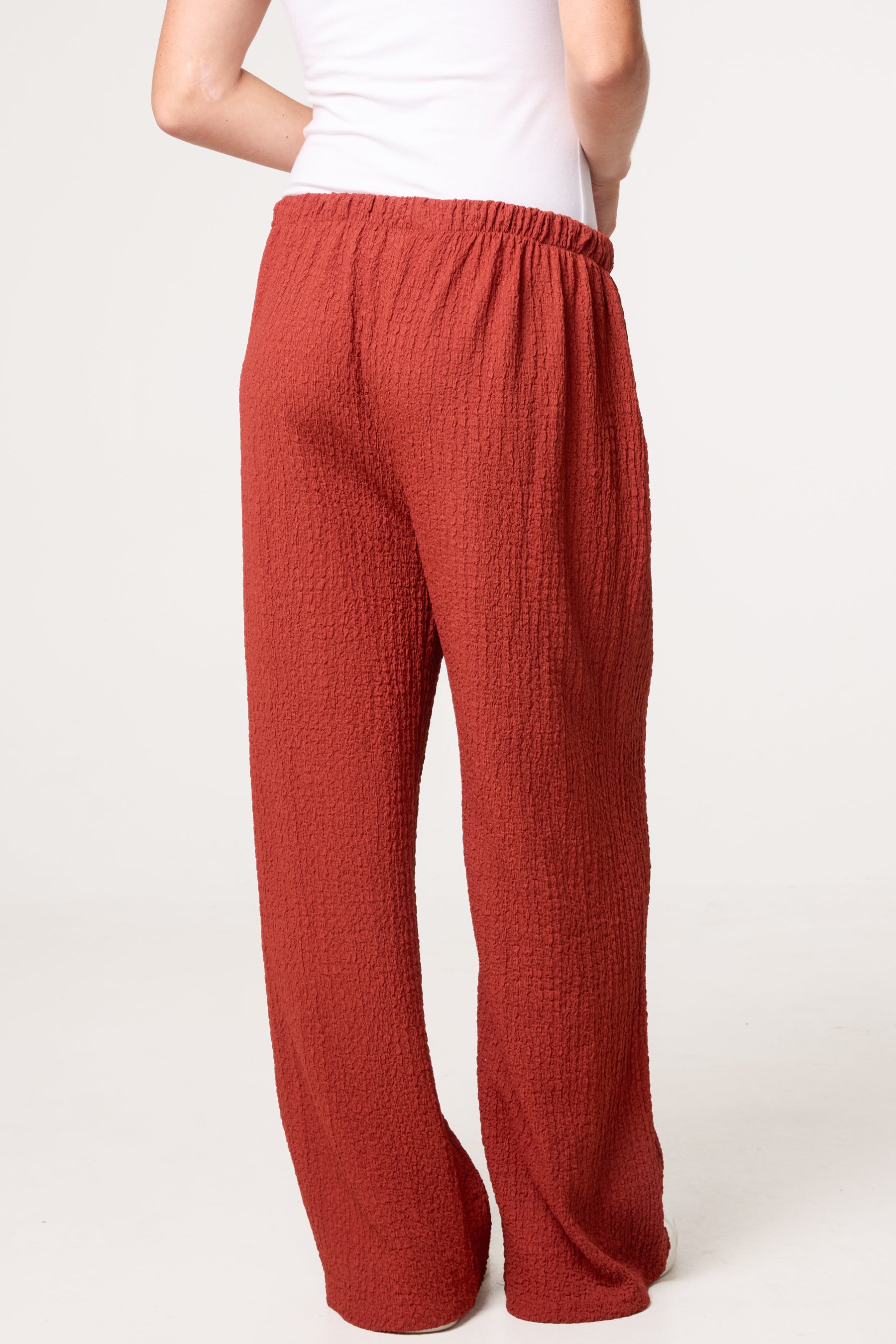 Crinkled Essential Wide Leg Trousers