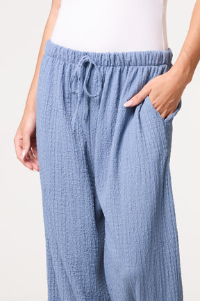 Crinkled Essential Wide Leg Trousers