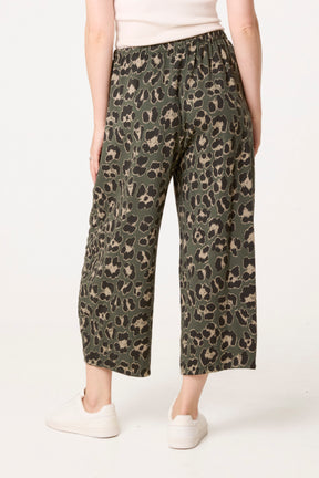 Cotton Leopard Wide Leg Trousers