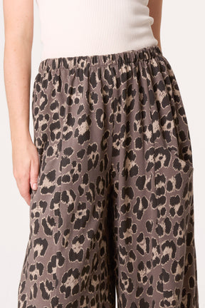 Cotton Leopard Wide Leg Trousers