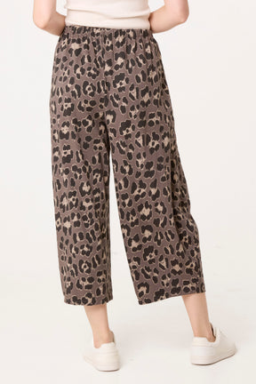 Cotton Leopard Wide Leg Trousers