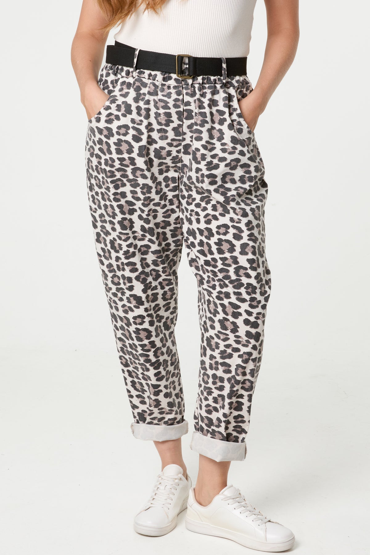 Belted Leopard Trousers