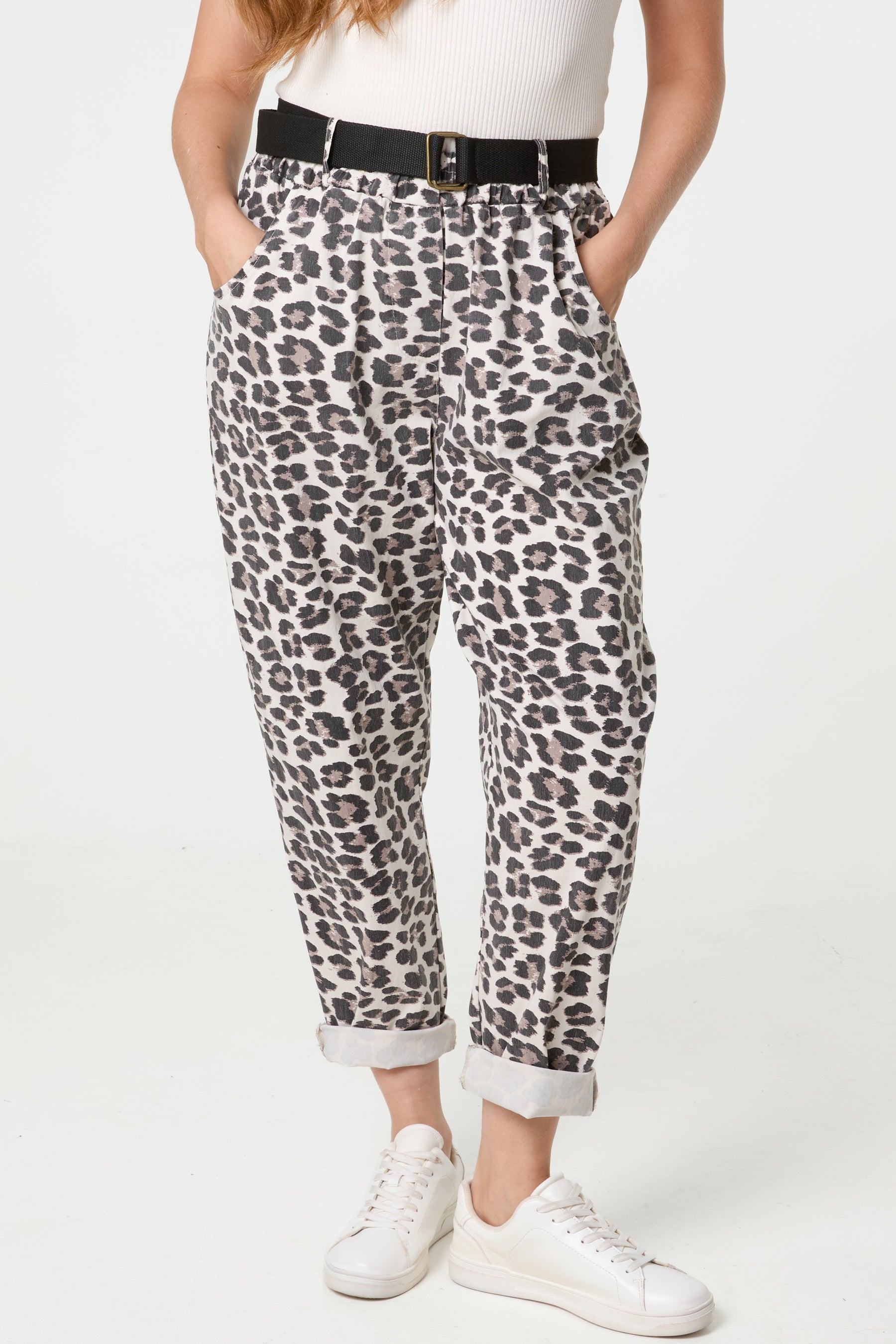Belted Leopard Trousers