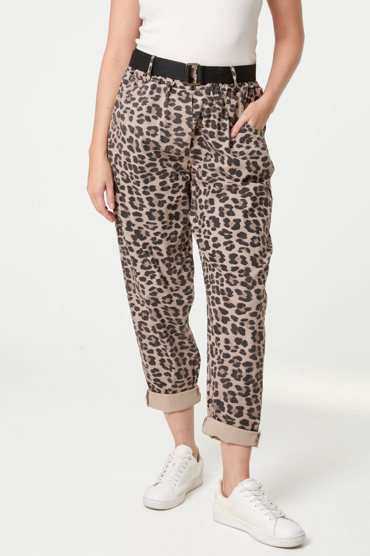 Belted Leopard Trousers