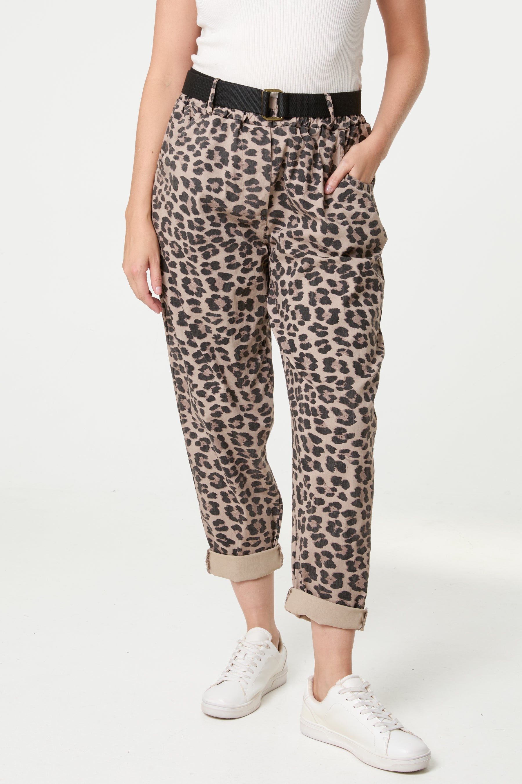 Belted Leopard Trousers