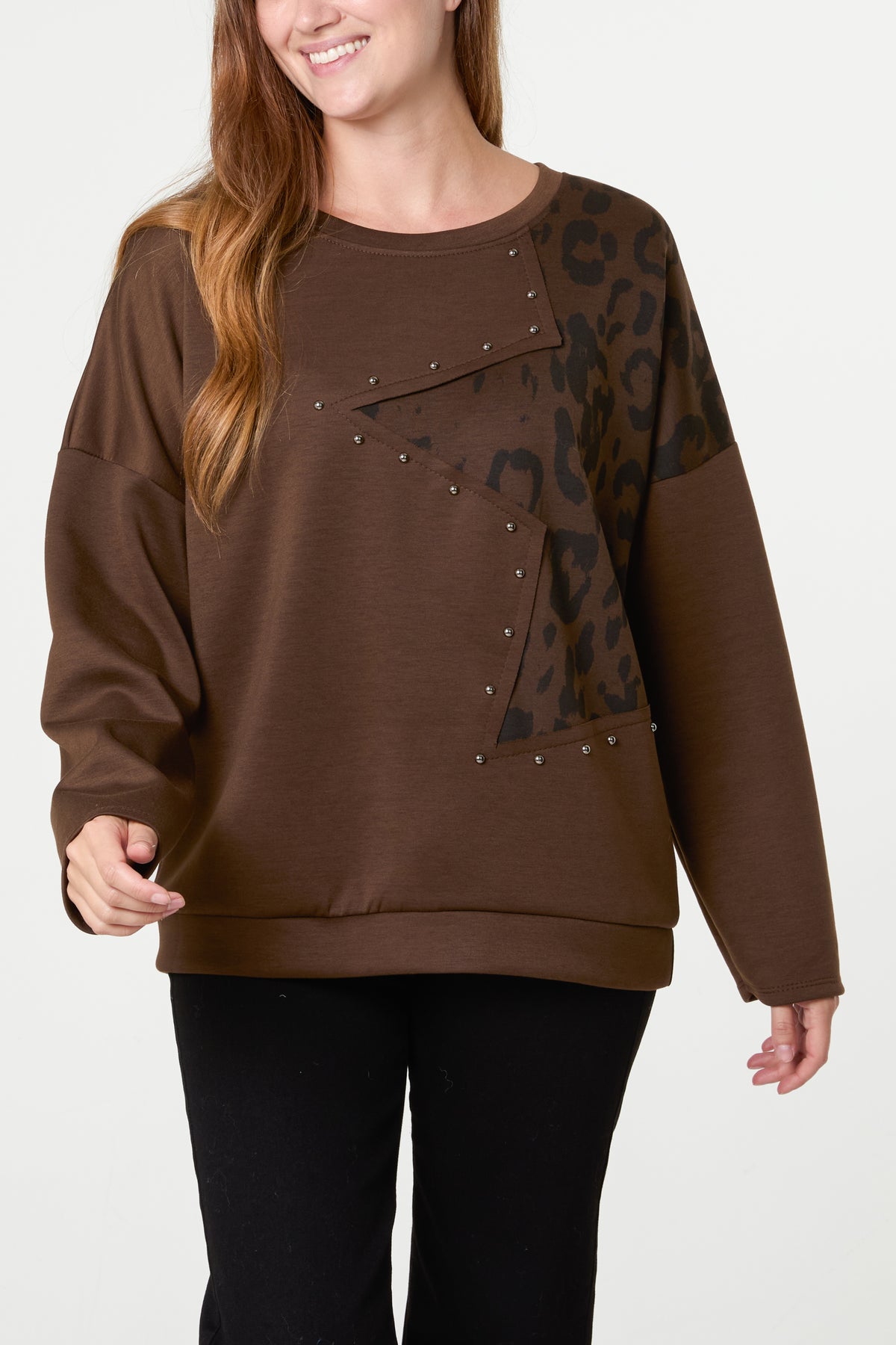 Studded Leopard Star Jumper
