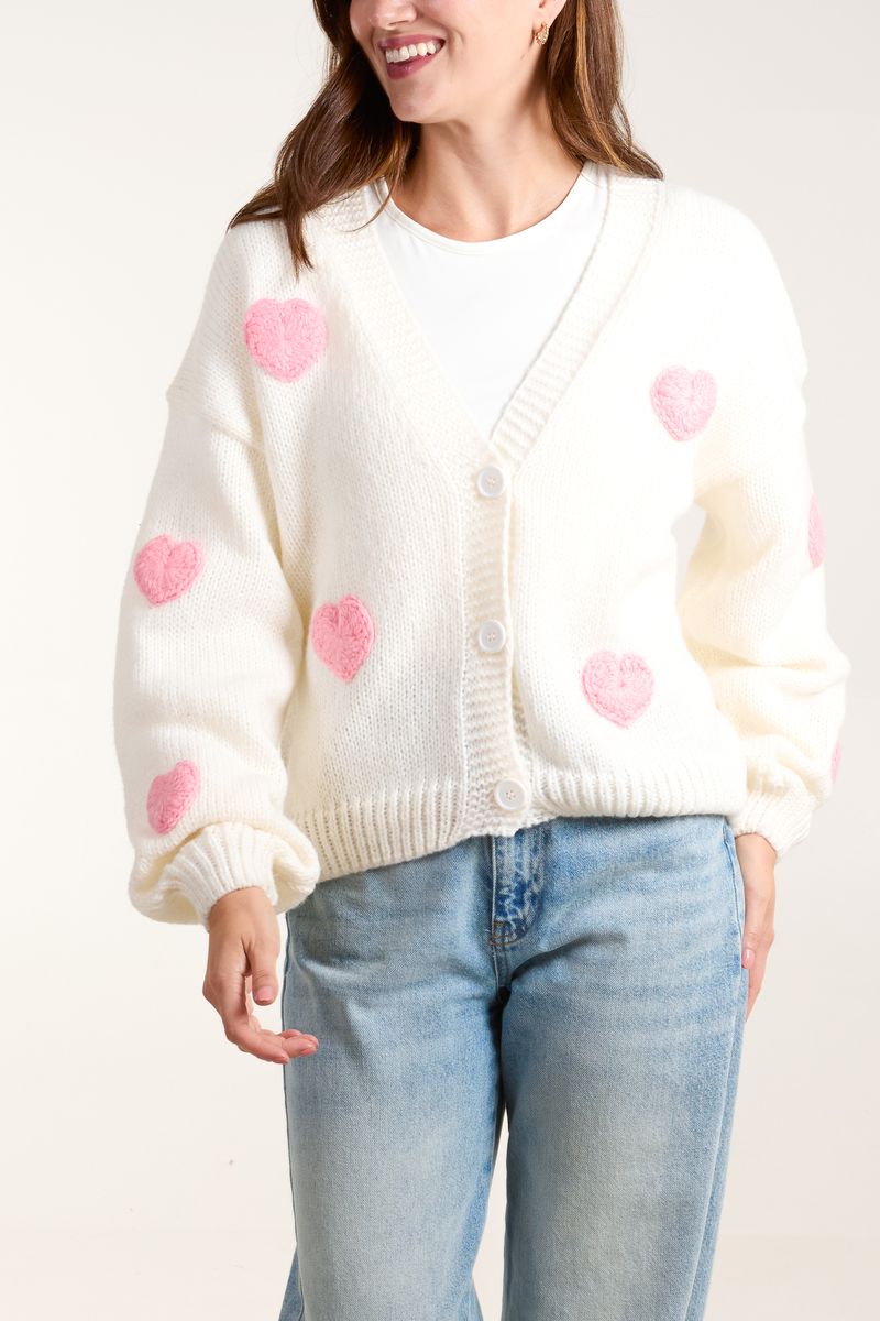 Knitted Heart Button Cardigan