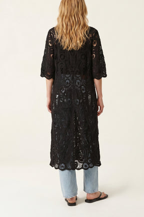 Paisley Crochet Long Cardigan