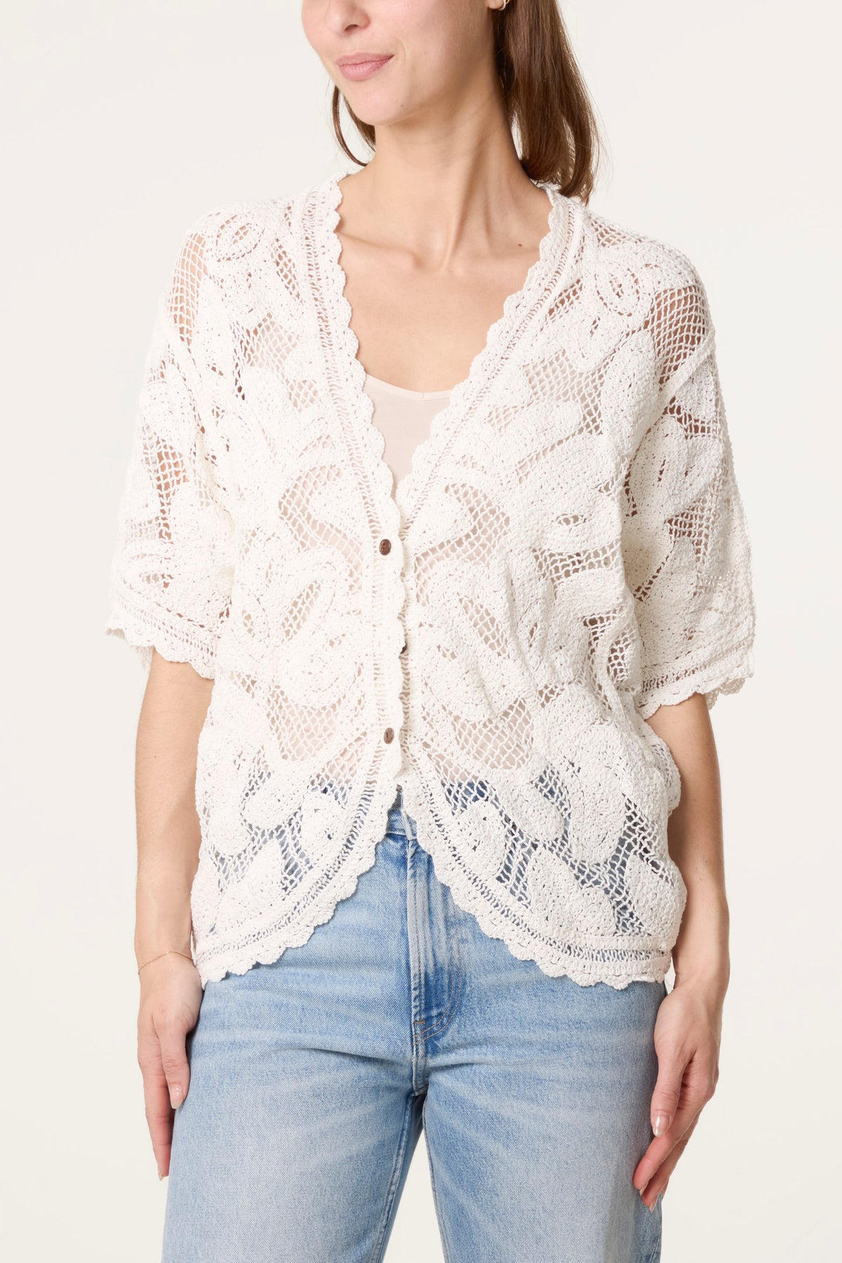 Crochet Leaf Batwing Cardigan