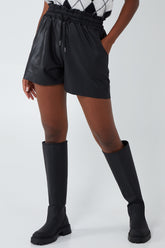 Faux Leather Shorts With Pockets