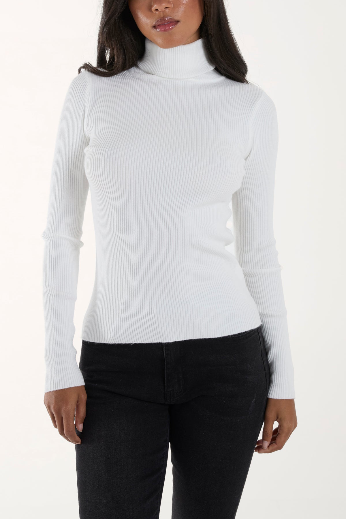 Roll Neck Ribbed Jumper