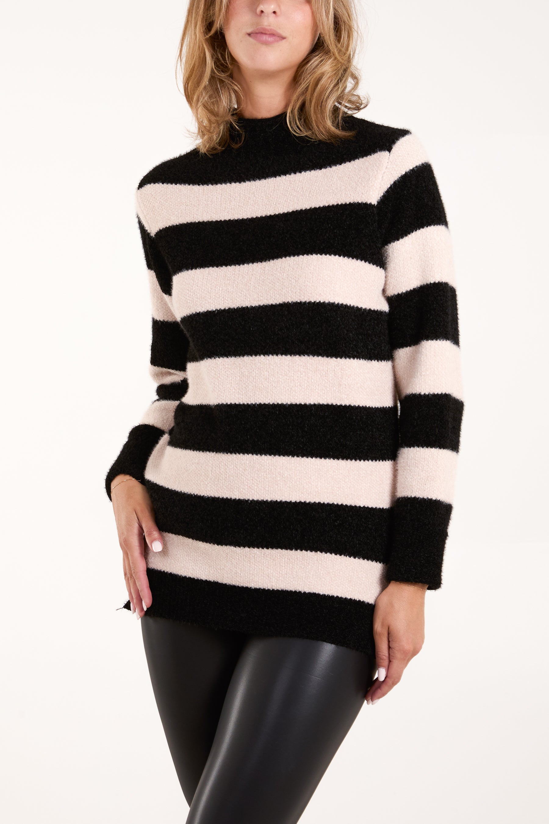 Turtle Neck Striped Soft Knit Jumper