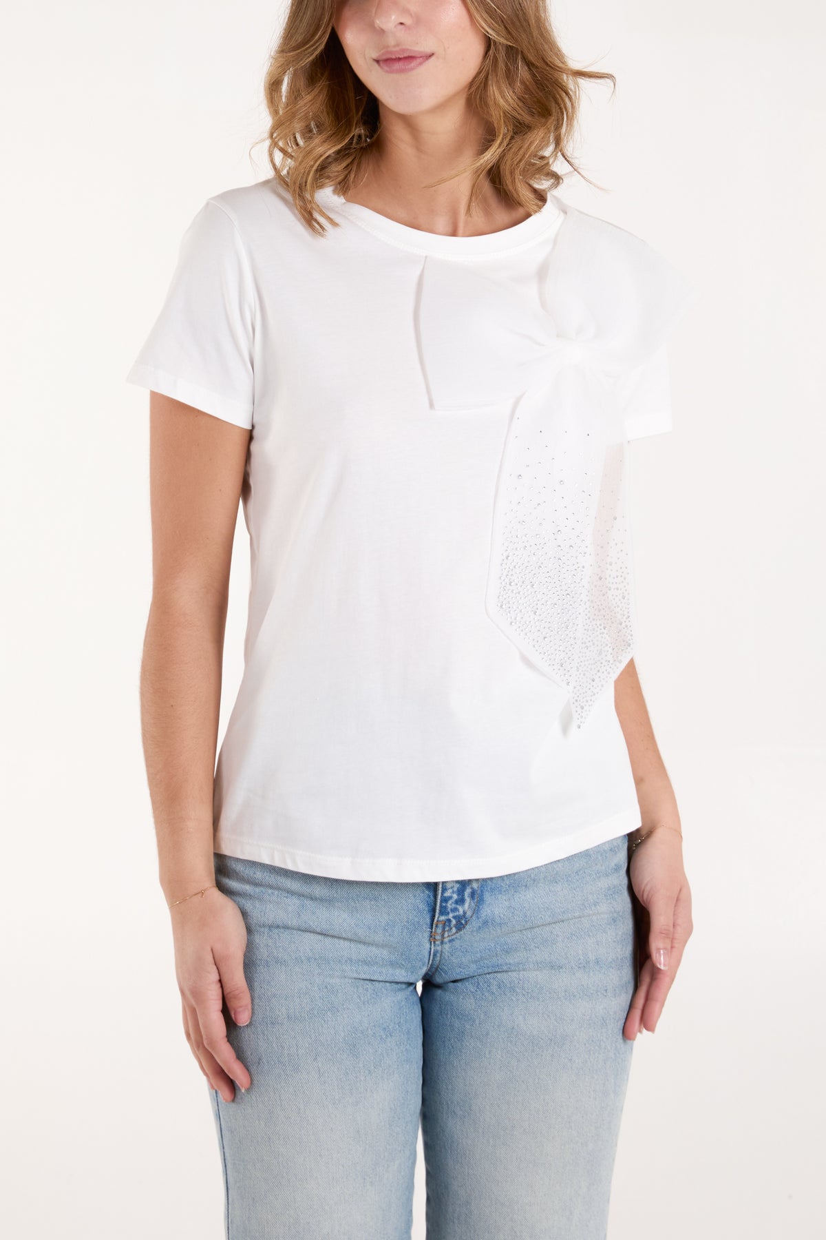 Embellished Bow Applique T-Shirt