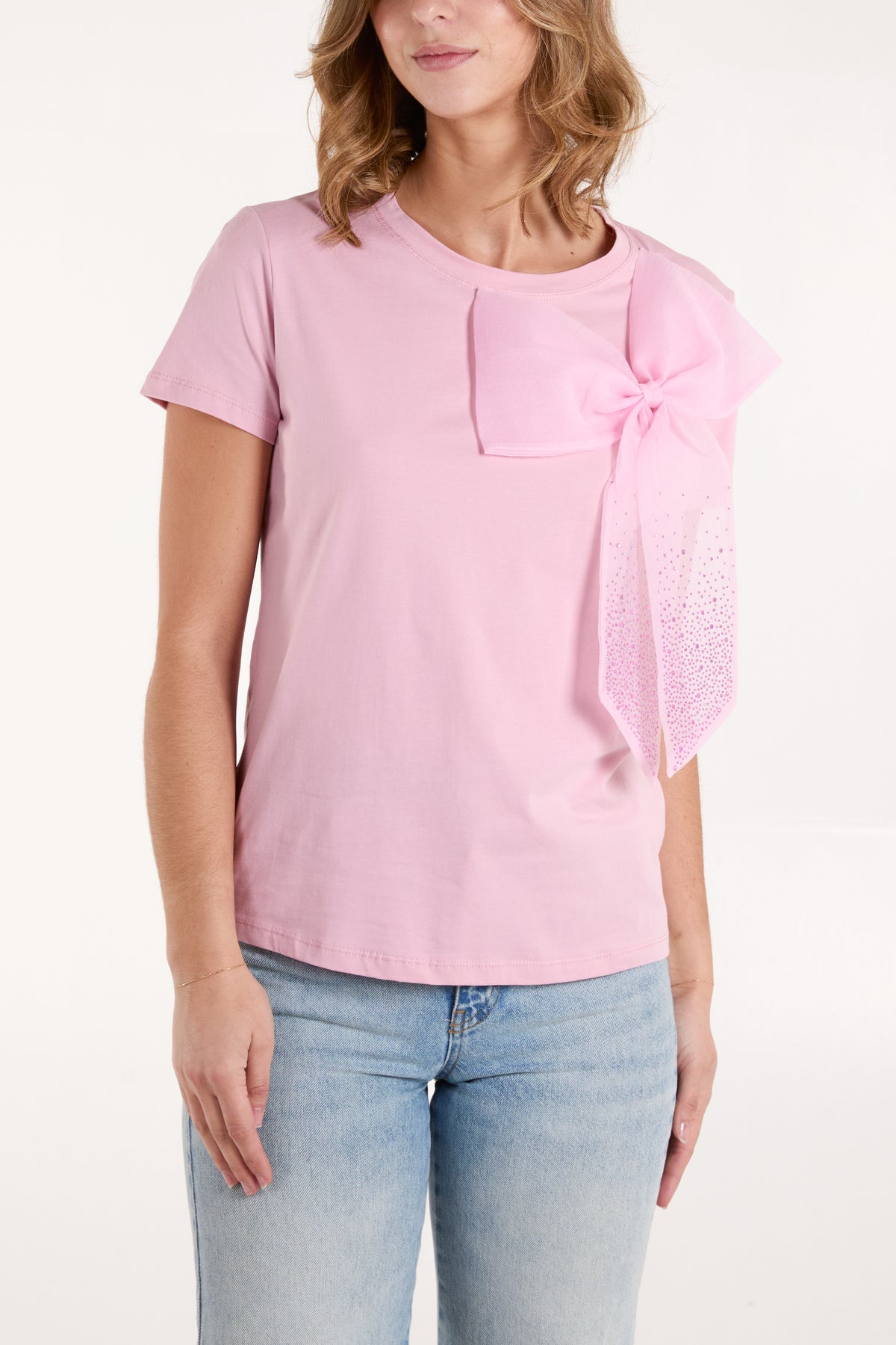 Embellished Bow Applique T-Shirt