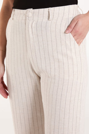 Lightweight Vertical Stripes Button Trousers