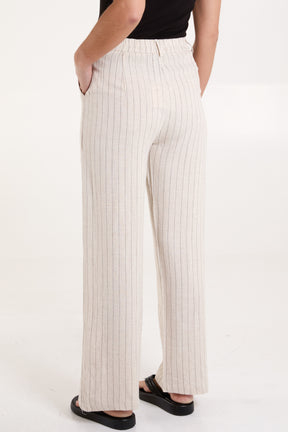 Lightweight Vertical Stripes Button Trousers