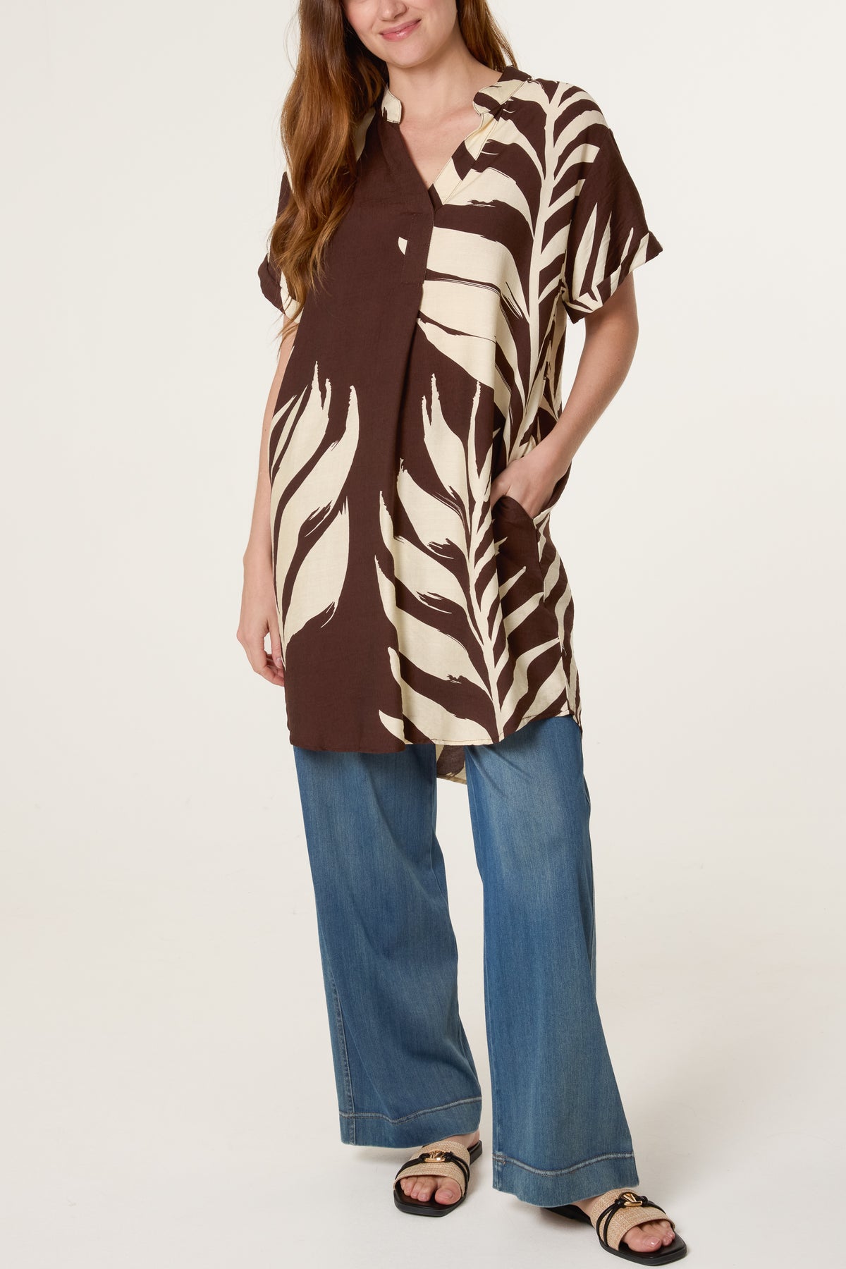 Palm Print Tunic Top