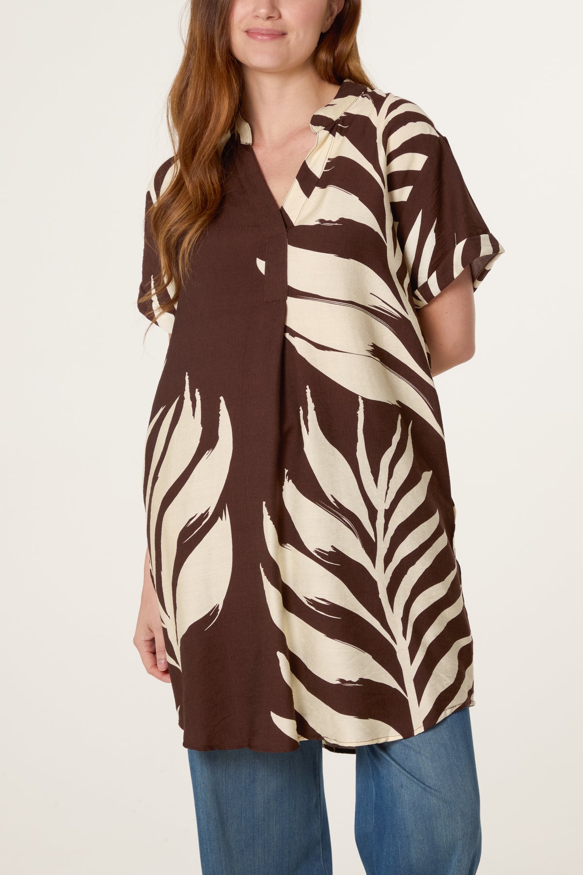 Palm Print Tunic Top