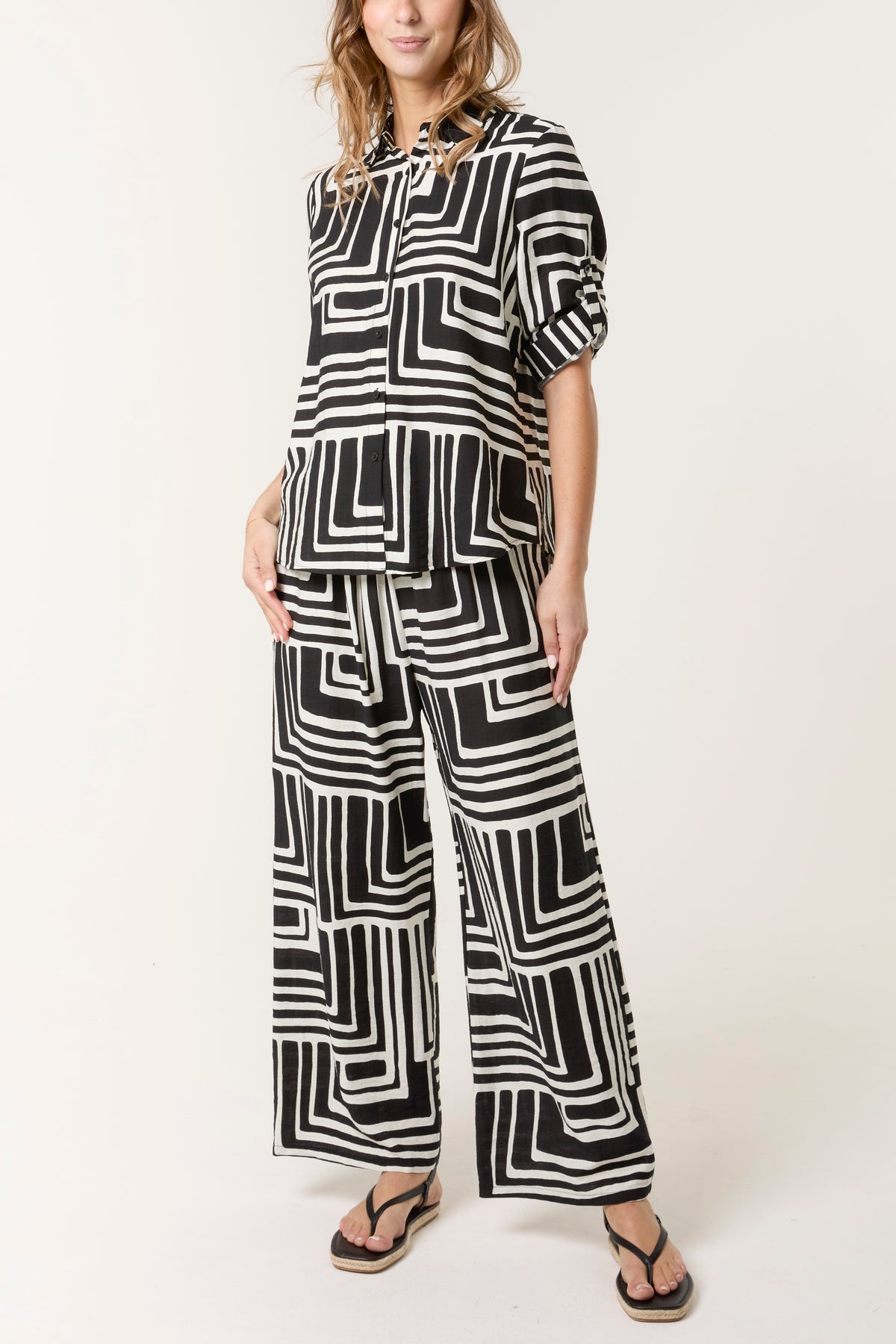 Geometric Print Shirt & Trouser Co-Ord Set