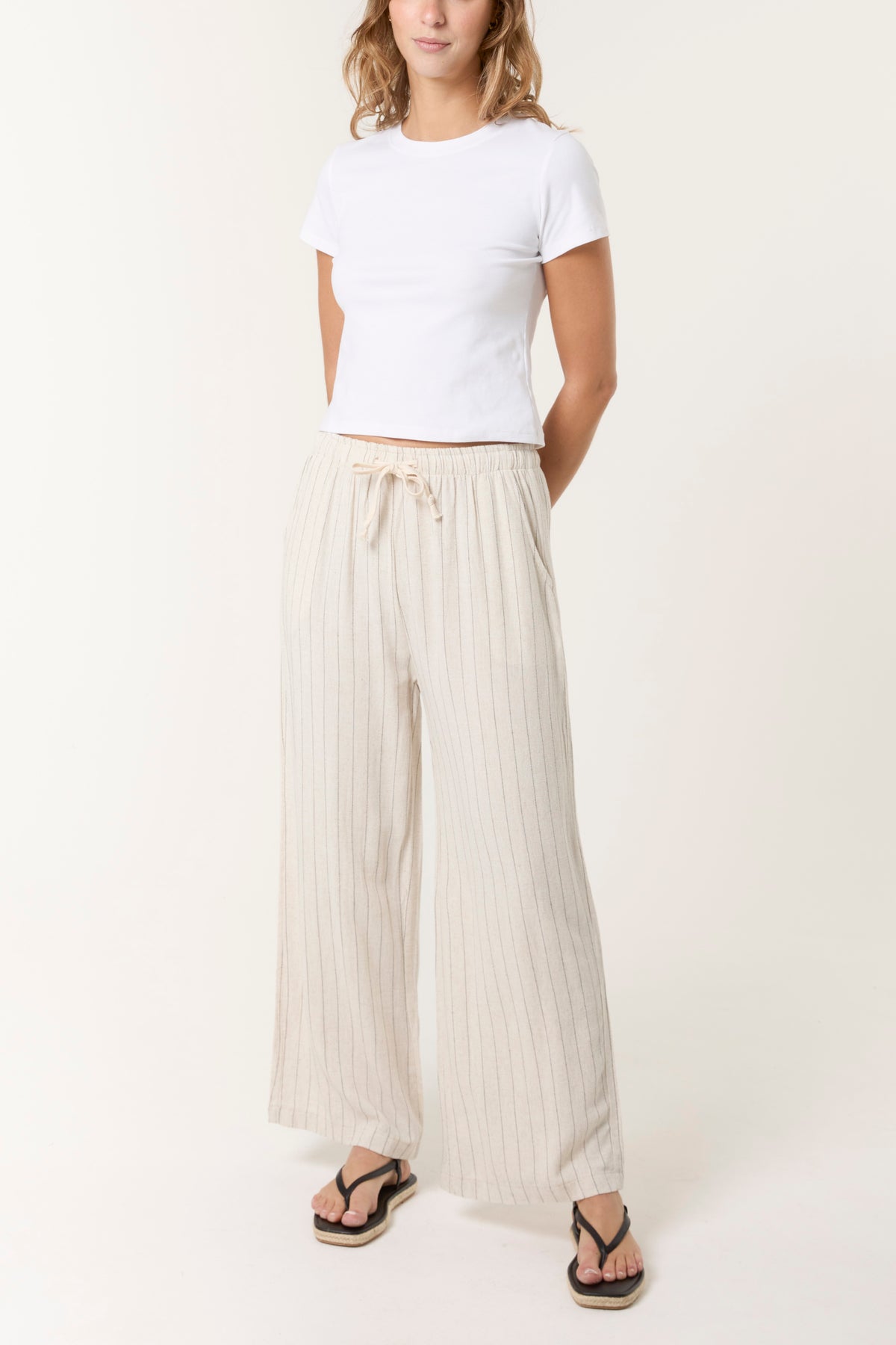 Pin Striped Elasticated Trousers