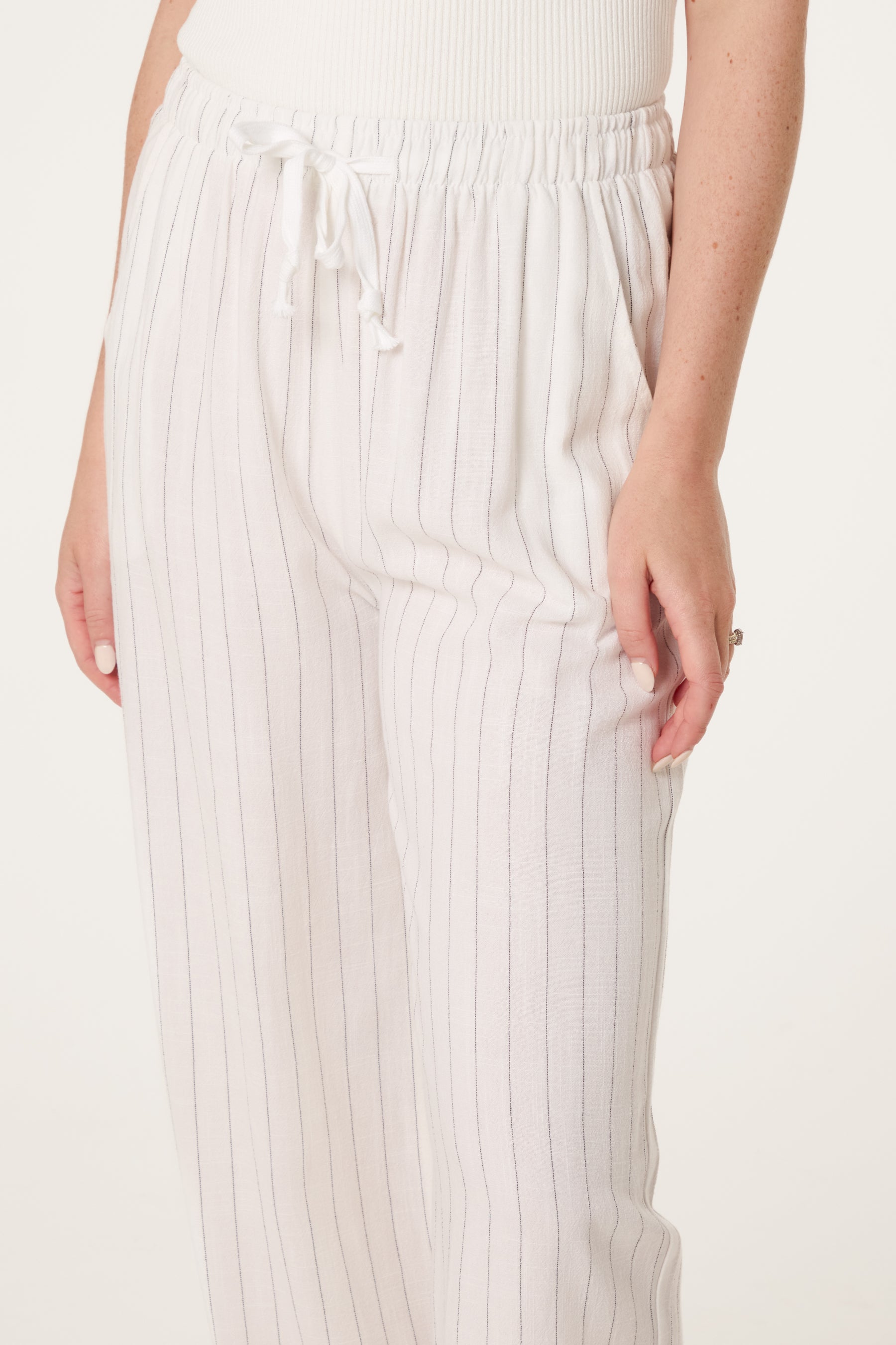 Pin Striped Elasticated Trousers