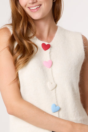 Colourful Heart Button Knit Vest