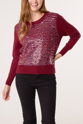Sequin Crew Neck Knit Jumpers